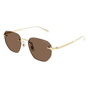 New MONT BLANC Gold Rimless Square MB0405S 002 Sunglasses Women